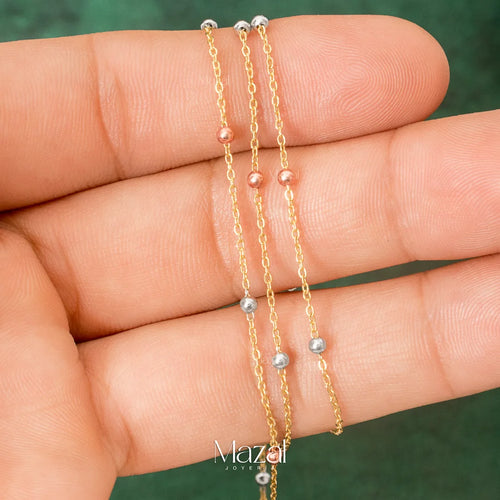 CADENA BALINES #2 DOS OROS EN ORO 18K / 2.95 Gr / 50 Cm