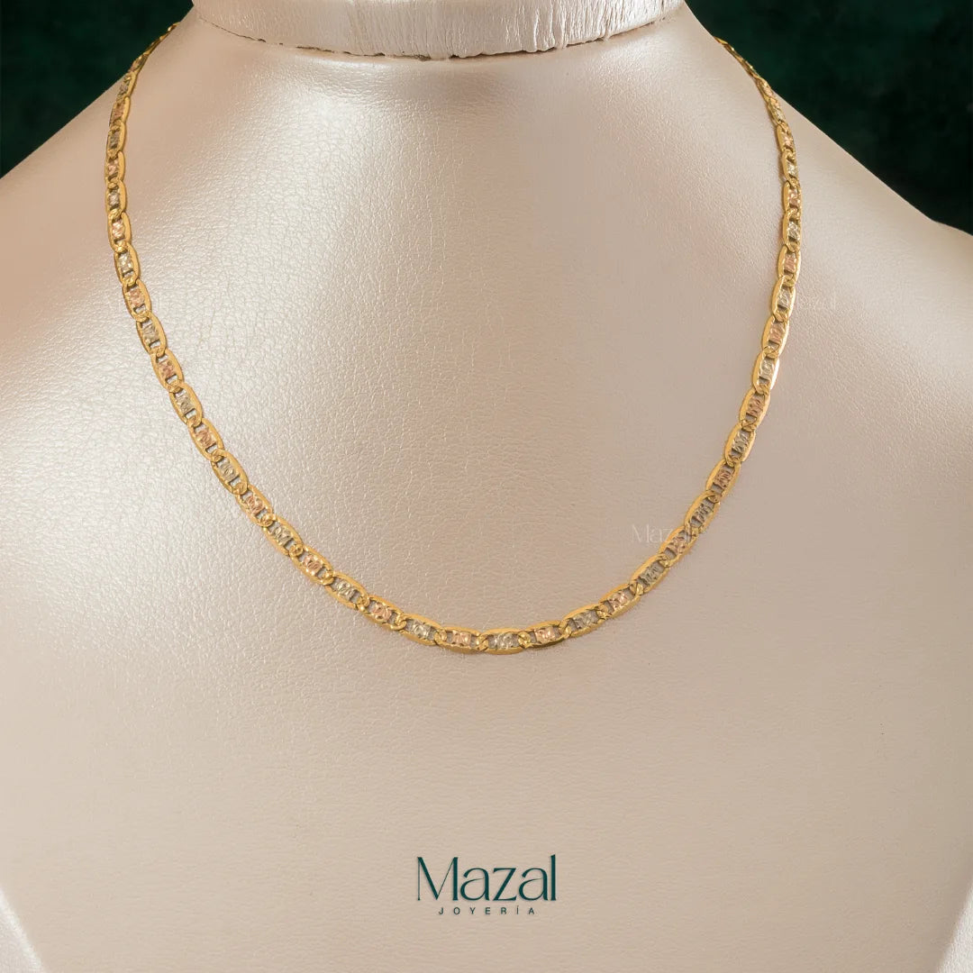 CADENA ESCALERA PLANA TRES OROS EN ORO 18K / 6.70 Gr / 60 Cm