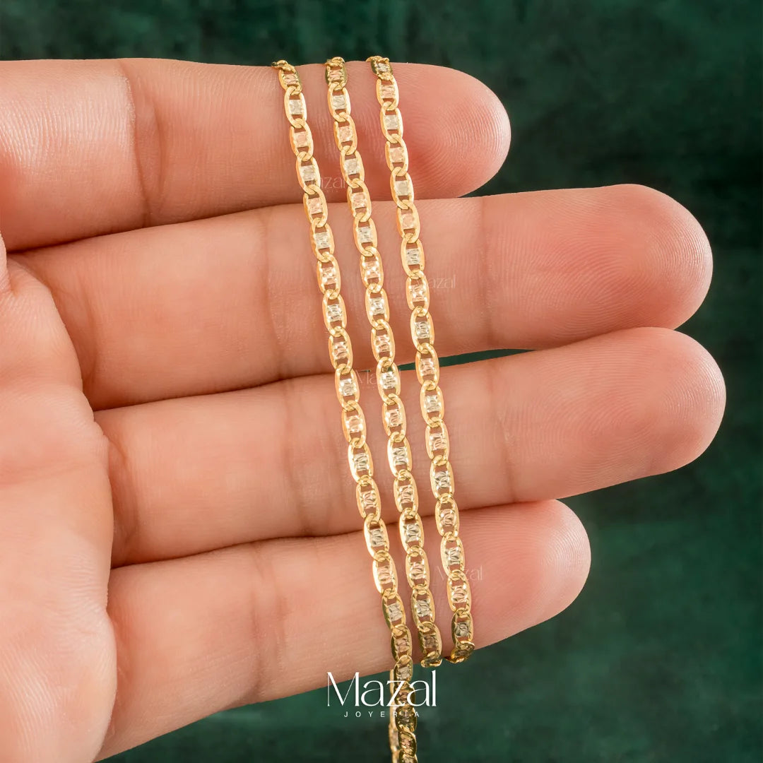 CADENA ESCALERA PLANA TRES OROS EN ORO 18K / 6.70 Gr / 60 Cm