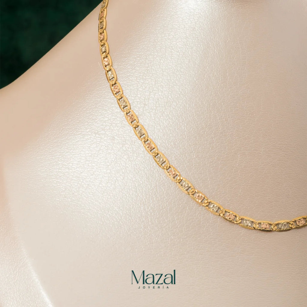 CADENA ESCALERA PLANA TRES OROS EN ORO 18K / 6.70 Gr / 60 Cm