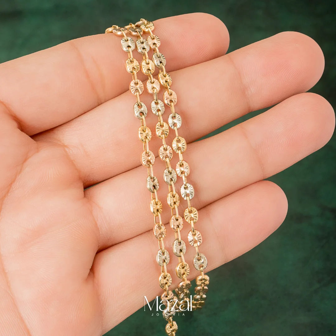 CADENA GC DIAMANTADO TRES OROS ORO 18K / 10.50 Gr / 60 Cm