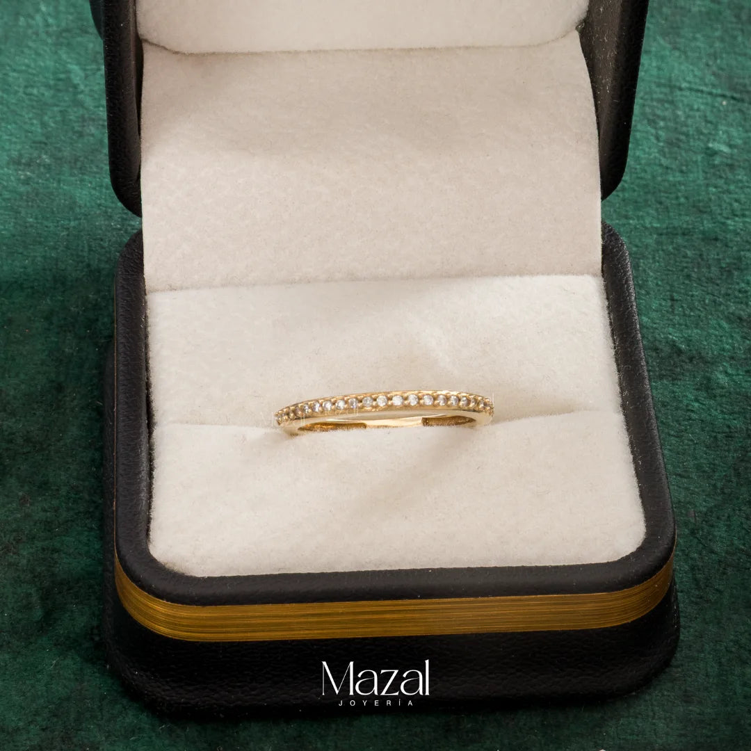 ANILLO CHURUMBELA CIRCONEADA ORO AMARILLO 18K / TALLA 6 1/2 / 2.10 Gr