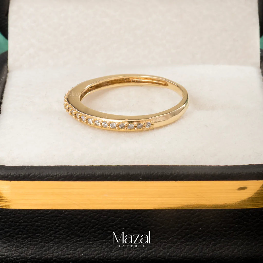 ANILLO CHURUMBELA CIRCONEADA ORO AMARILLO 18K / TALLA 6 1/2 / 2.10 Gr