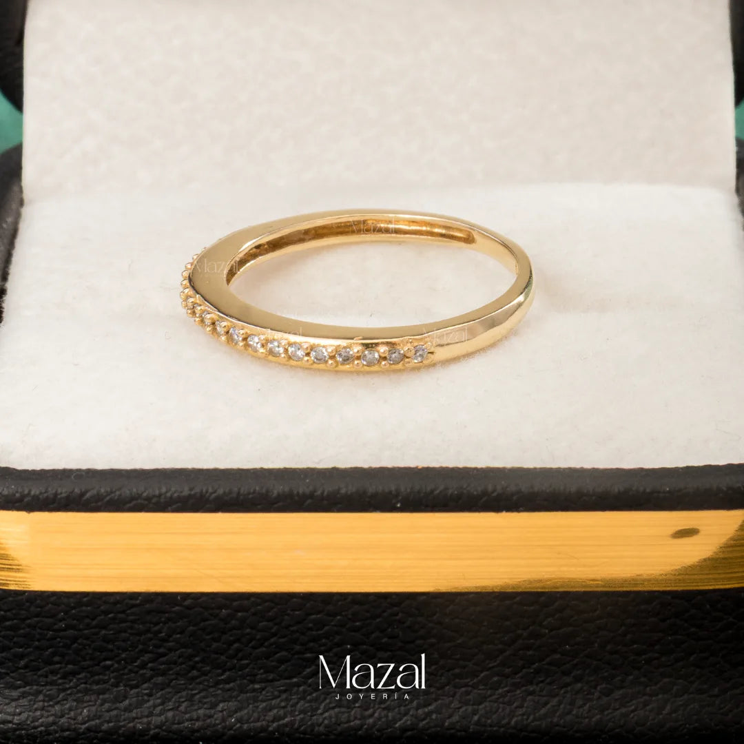 ANILLO CHURUMBELA CIRCONEADA ORO AMARILLO 18K / TALLA 6 1/2 / 2.10 Gr