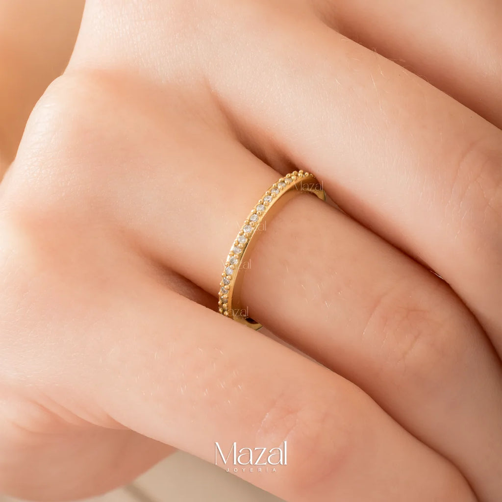 ANILLO CHURUMBELA CIRCONEADA ORO AMARILLO 18K / TALLA 6 1/2 / 2.10 Gr