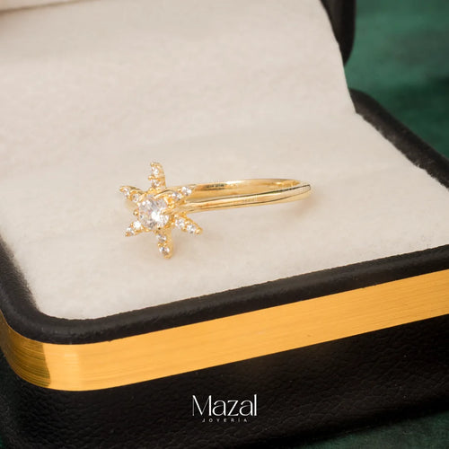 ANILLO SOLITARIO  ESTRELLA DE MAR ORO AMARILLO 18K / TALLA 6 1/2 / 2.0 Gr
