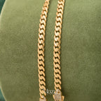 PULSO CUBANO BROCHE CIRCÓN ORO AMARILLO 18K / 8.95 Gr / 22 Cm