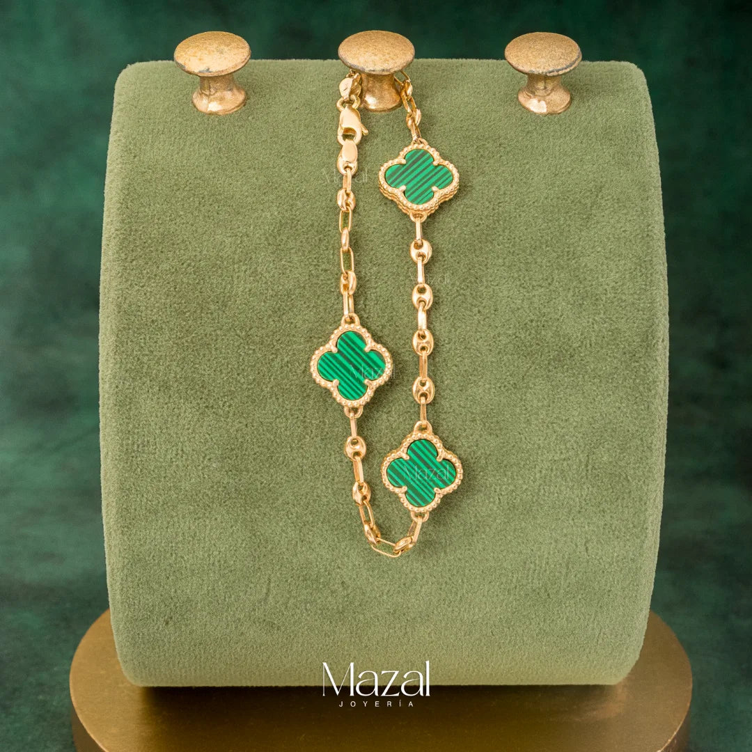 PULSO GC TREBOL VERDE ORO AMARILLO 18K / 6.15 Gr / 17 Cm