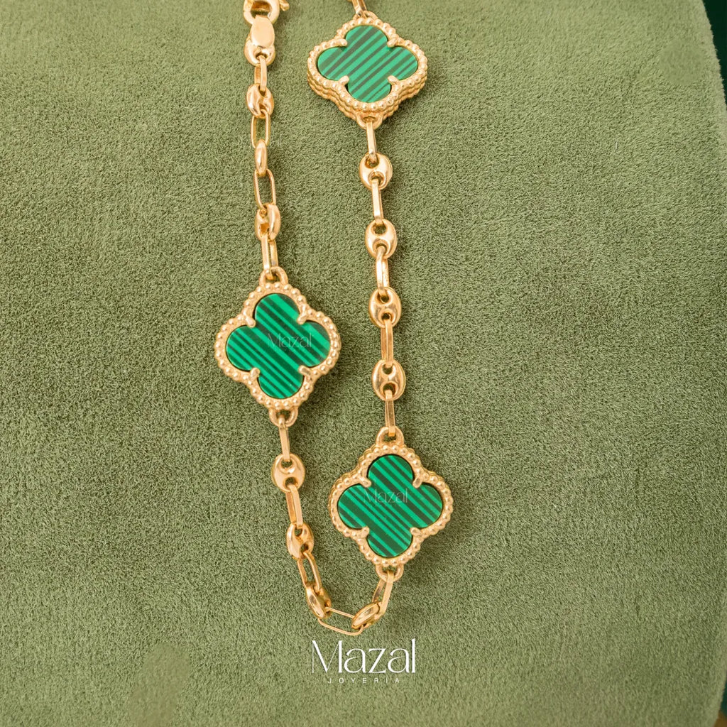 PULSO GC TREBOL VERDE ORO AMARILLO 18K / 6.15 Gr / 17 Cm