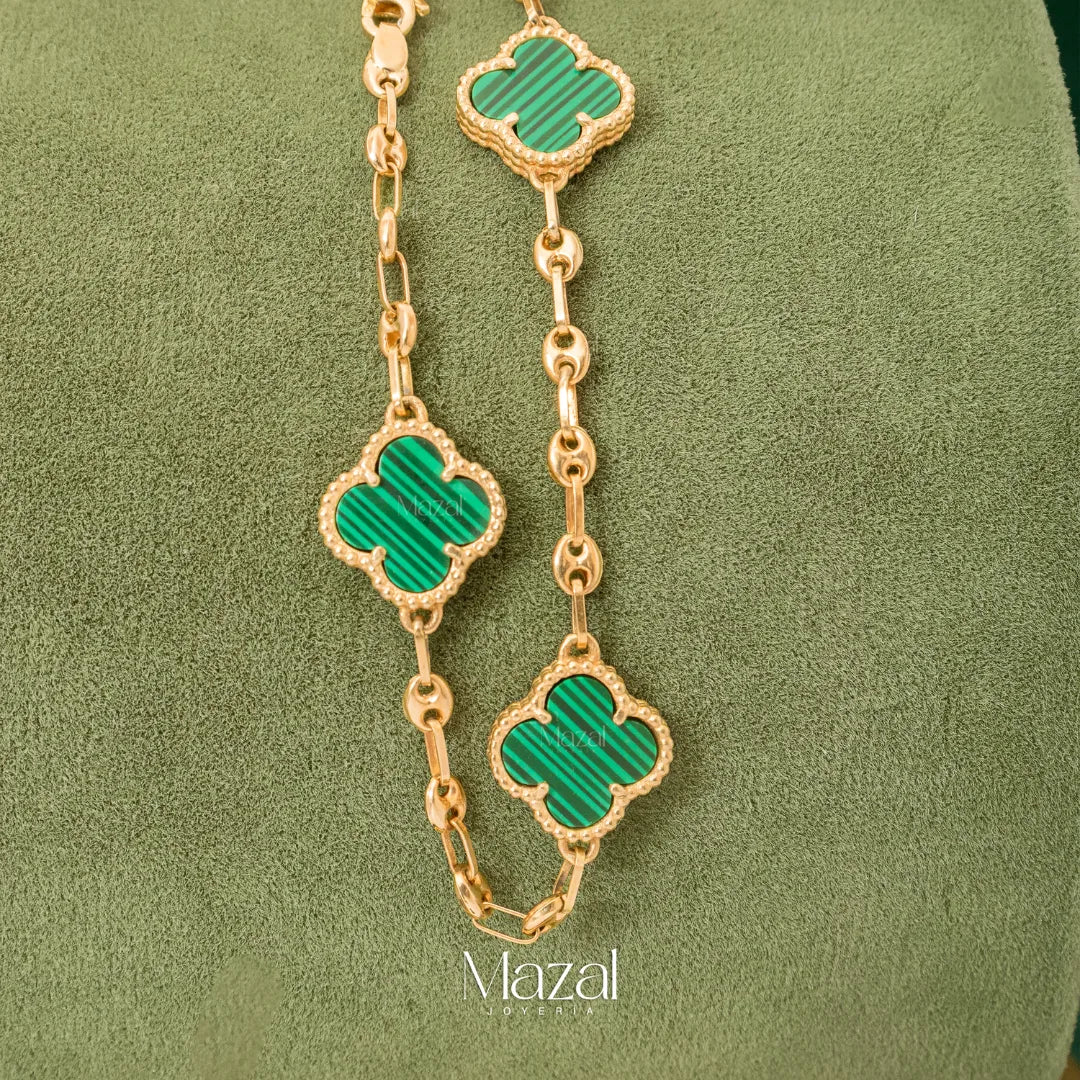 PULSO GC TREBOL VERDE ORO AMARILLO 18K / 6.15 Gr / 17 Cm